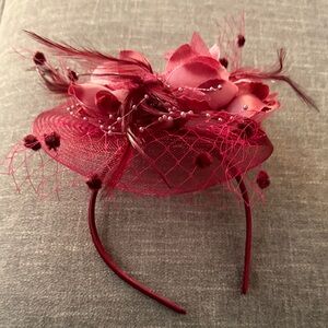 Tea time Elegant Red Fascinator Headband